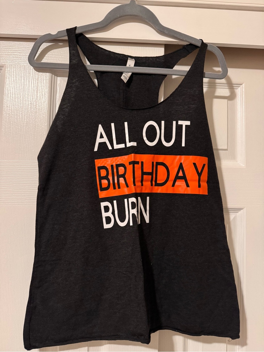 Black Tank Top with Orange 'Birthday' Block